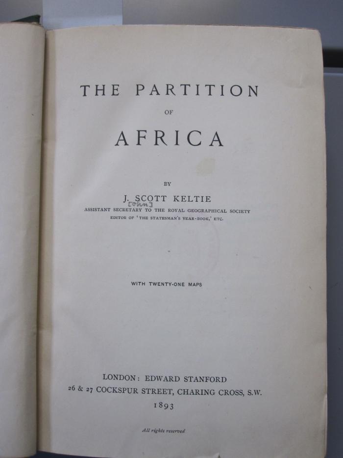 Az 502: The Partition of Africa (1893)