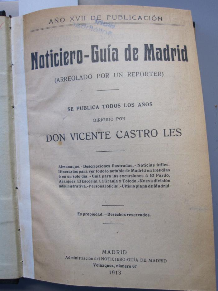 Bi 846: Noticiero-Guia de Madrid (1913)