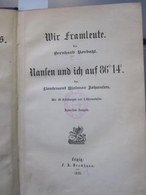 II 2957 3: In Nacht und Eis. Die norwegische Polarexpedition 1893-1896 (1898)