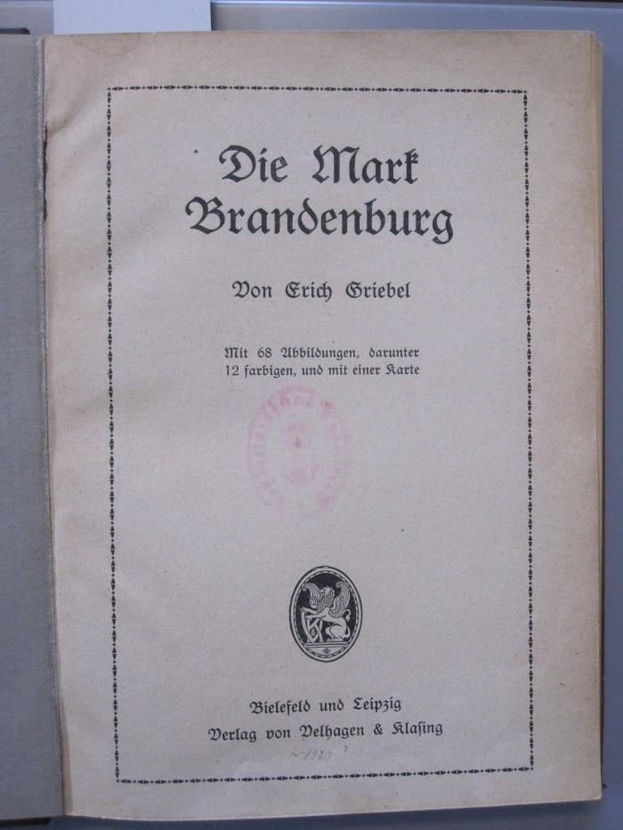 II 32185: Die Mark Brandenburg (um 1920)