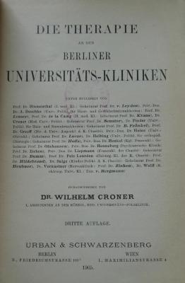 Kk 197 c: Die Therapie an den Berliner Universitäts-Kliniken (1905)