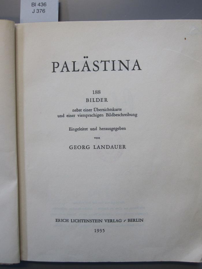 Bl 436: Palästina: 188 Bilder (1935)