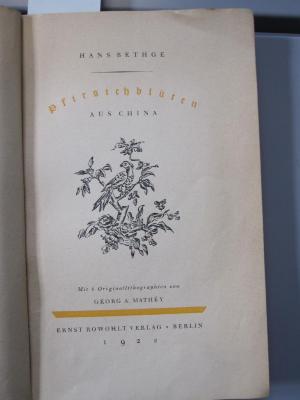 Co 110: Pfirsichblüten aus China (1922)
