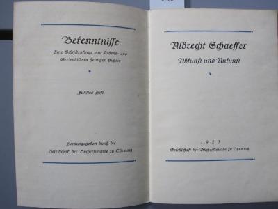 Cg 2283: Abkunft und Ankunft (1923)