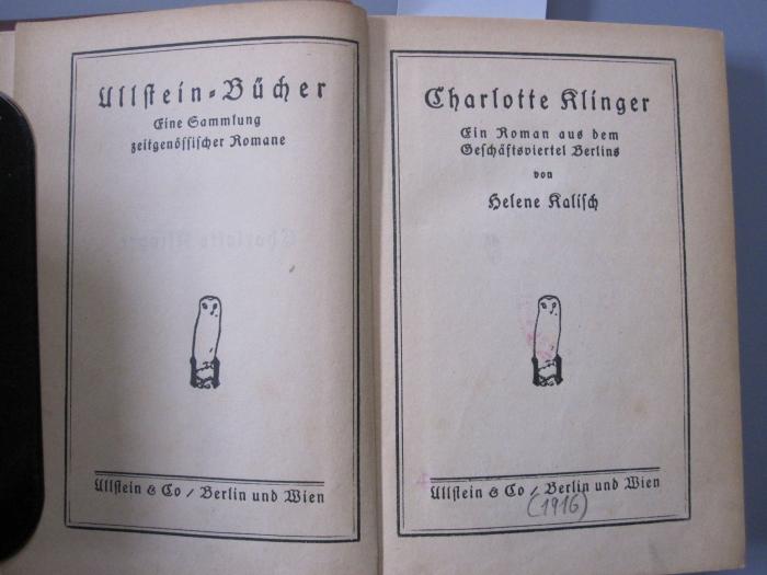 Cm 5422: Charlotte Klinger: ein Roman aus dem Geschäftsviertel Berlins ([1916])