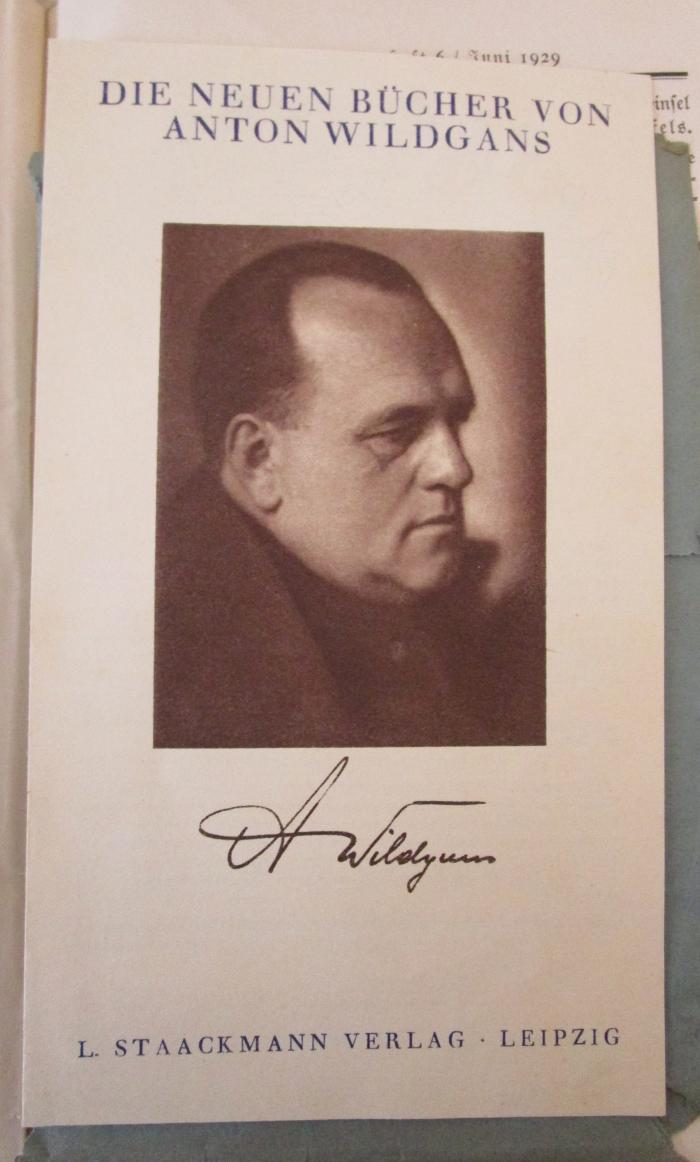  Die schöne Literatur (1929);- (unbekannt), Papier: ; 'Die neuen Bücher von Anton Wildgans'. 