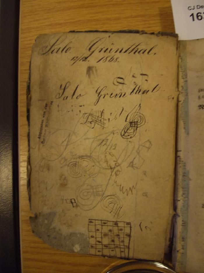 - (Grünthal, Salo), Von Hand: Autogramm; 'Salo Grünthal
12/12. 1868'. 