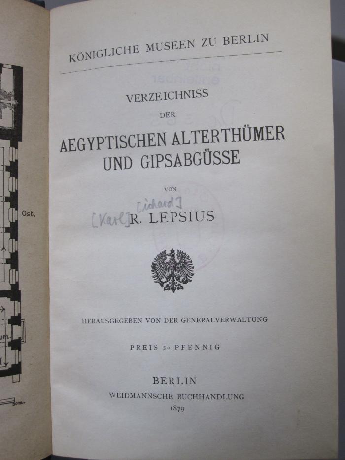 Dc 365: Verzeichniss der aegyptischen Alterthümer und Gipsabgüsse (1879)