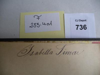 - (Vorreuter, Isabella), Von Hand: Autogramm; 'Isabella Timar'. 