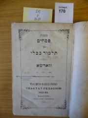 F 22 27 [3]: Masekhet pessahim min talmud bavli. Talmud Babilonski. Traktat Pesachim, Tom III. (1864)