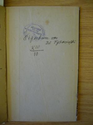 - (Tykocinski, Chaim), Von Hand: Signatur; 'K 10
10'. 