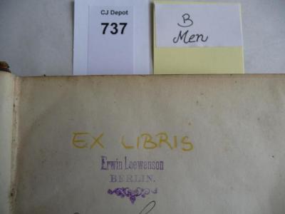- (Eckstein, Grete;Loewenson, Erwin), Stempel: Exlibris; 'Erwin Loewenson Berlin'. 