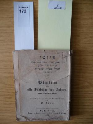 F 233 315: Die Piutim für alle Sabbathe des Jahres : nach polnischem Ritus (1862)