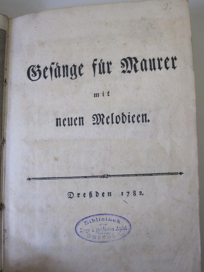 Fc 792: Gesänge für Maurer mit neuen Melodieen (1782)
