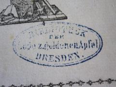 G59 / 382 (Johannisloge Zum Goldenen Apfel im Orient Dresden. Bibliothek), Stempel: Name, Ortsangabe; 'Bibliothek
der
Loge z. goldenen Apfel
Dresden.'. 