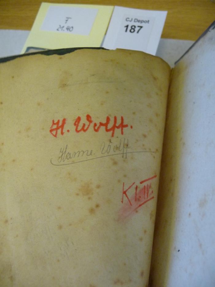 -, Von Hand: Autogramm; 'H. Wolff'