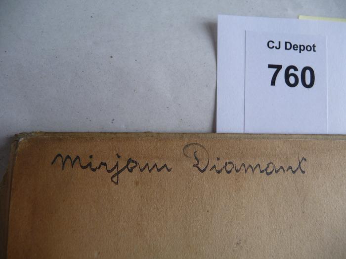 - (Diamant, Mirjam), Von Hand: Autogramm; 'Mirjam Diamant'. 
