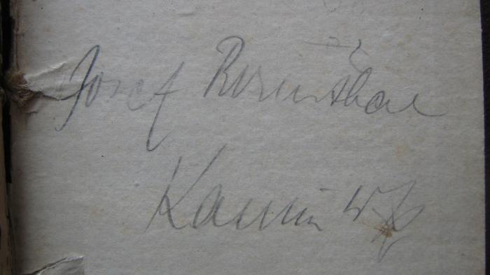 - (Rosenthal, Josef), Von Hand: Autogramm; 'Josef Rosenthal
Kamin WPr.'. 