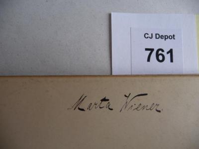 - (Wiener, Marta), Von Hand: Autogramm; 'Marta Wiener'. 