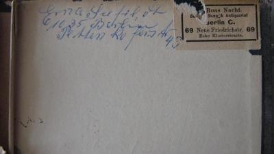 - (Seefeldt, Erna), Von Hand: Autogramm; 'Erna Seefeldt
1035 Berlin
Pettenkoferstr. 43'. 