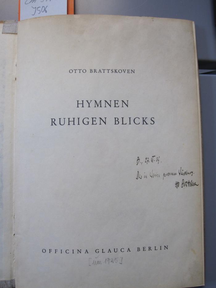 Cm 5445: Hymnen ruhigen Blicks ([um 1925])