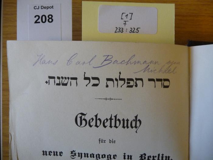 - (Bachmann, Hans Carl), Von Hand: Autogramm; 'Hans Carl Bachmann gen. Michael'. 
