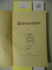 F 234 02: Kinderpredigten (1901)