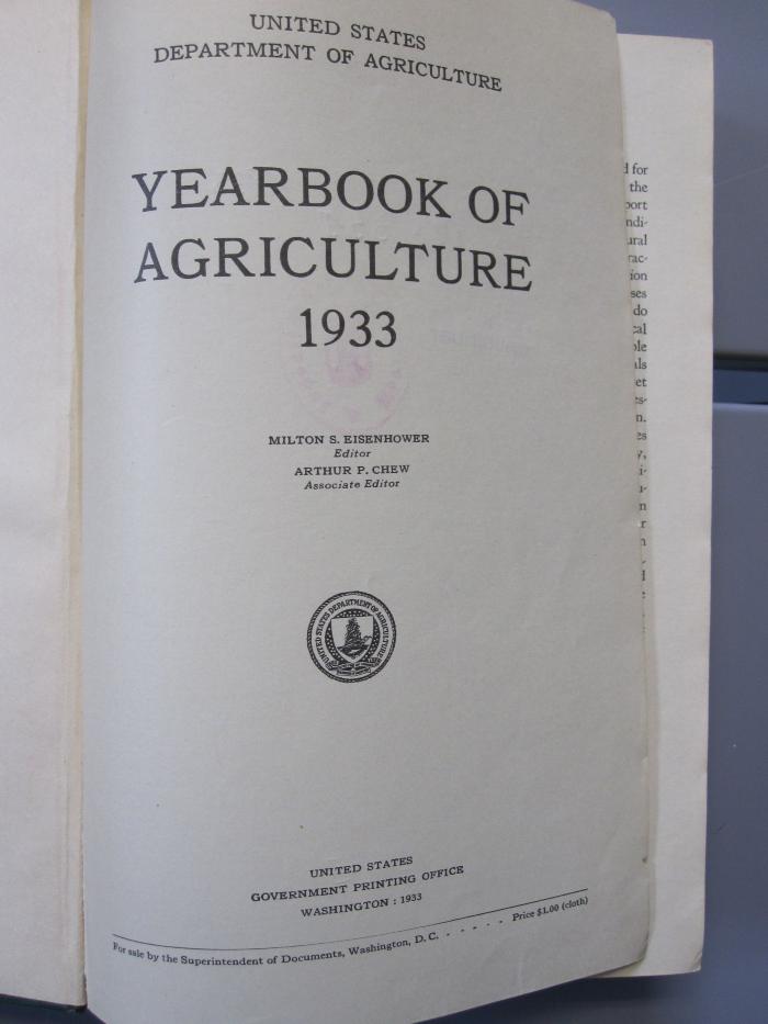 Nc 341 1933: Yearbook of Agriculture 1933 (1933)