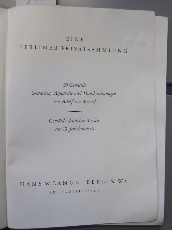 Dc 368: Eine Berliner Privatsammlung: Adolf von Menzel (1939)