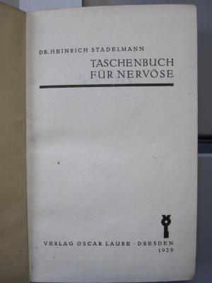 Kk 760: Taschenbuch für Nervöse (1929)