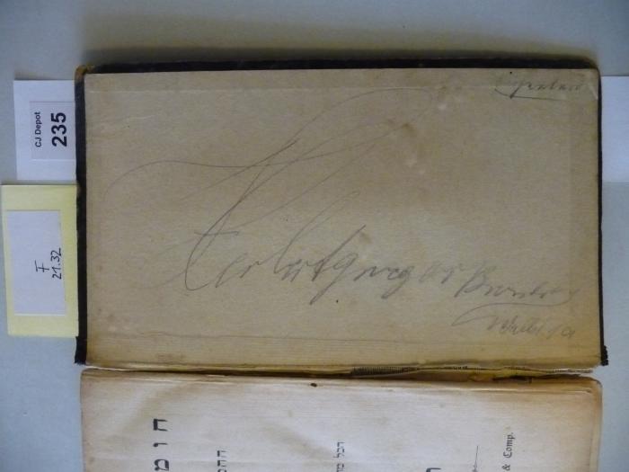 - (Greger, Herbert), Von Hand: Autogramm; 'Eigentum
Herbert Greger Bromberg
Wallstr. 19'. 