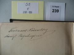 - (Nürnberg, Ferdinand;Nürnberg, Dr. Herbert), Von Hand: Autogramm; 'Ferdinand Nürnberg
Königl. Regierungsrat'. 