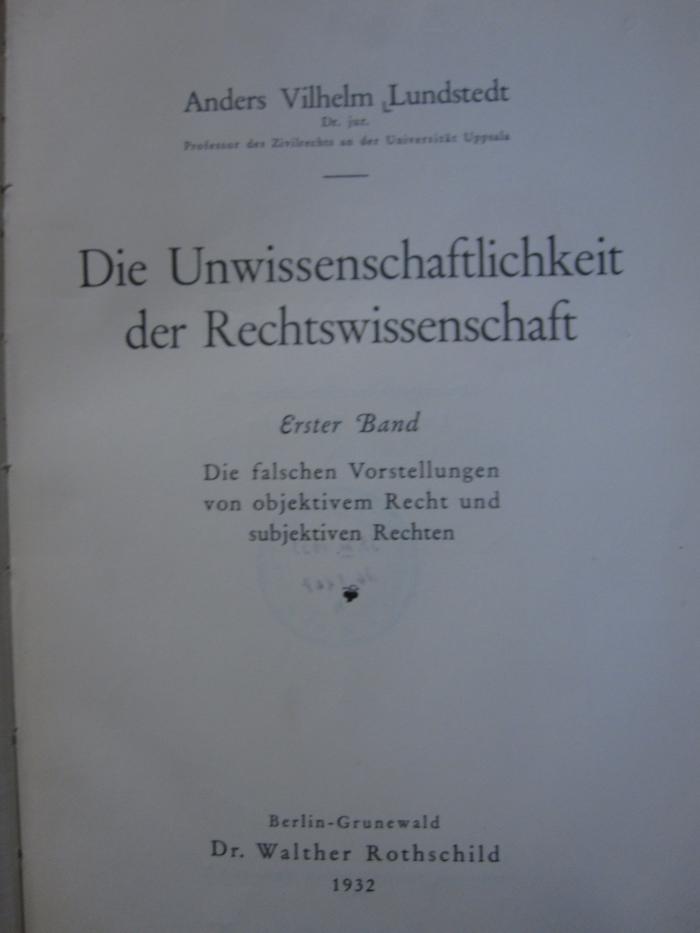 Ea 80 1: Die falschen Vorstellungen von objektivem Recht und subjektiven Rechten (1932)