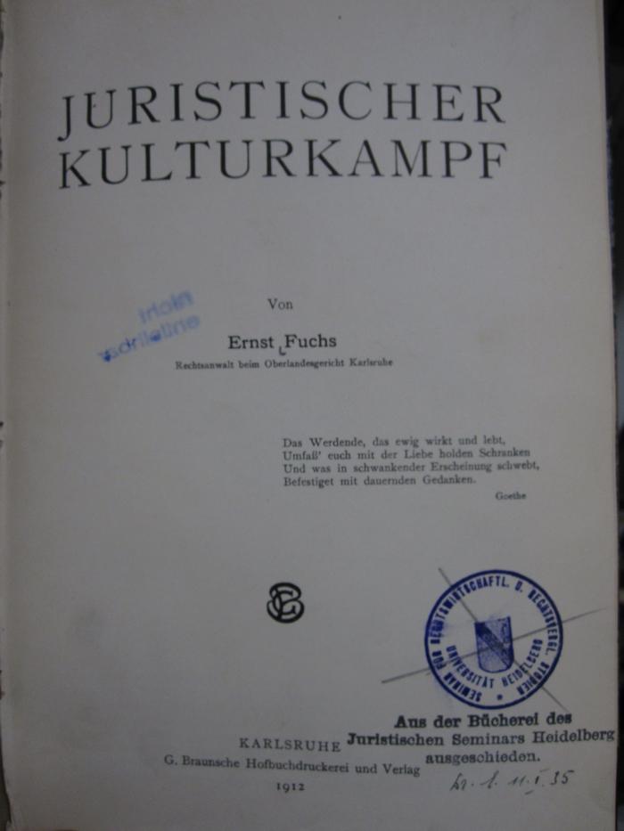 Eb 98: Juristischer Kulturkampf (1912)
