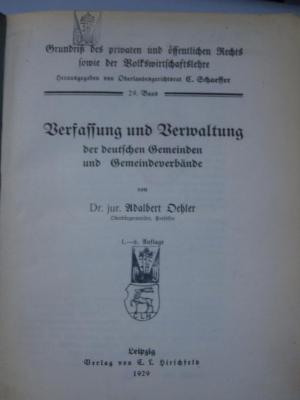 Ea 10 f 29: Verfassung und Verwaltung der deutschen Gemeinden und Gewerbeverbände (1929)