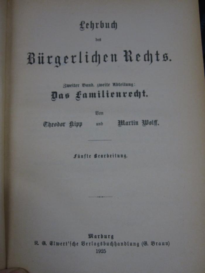 Ec 31 ag 2,2: Das Familienrecht (1925)