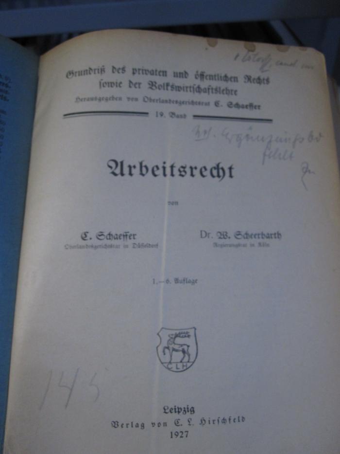 Ea 10 f 19: Arbeitsrecht (1927)