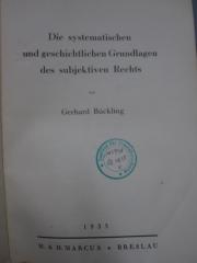 Ea 217: Die systematischen Grundlagen des subjektiven Rechts (1933)