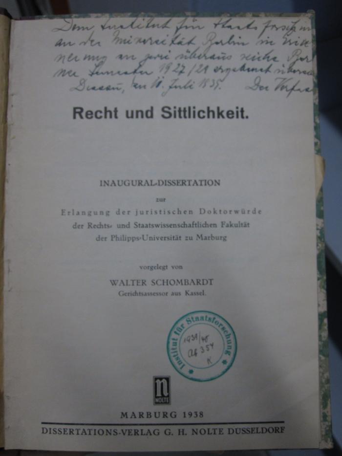 Ea 208: Recht und Sittlichkeit (1938)