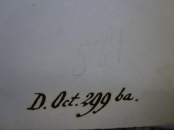 Ed 179: Feudalität und Unterthanverband (1863);G45 / 3246 (unbekannt), Von Hand: Nummer; '584'. ;G45 / 3246 (unbekannt), Von Hand: Datum, Notiz; 'D. Oct. 299 ba.'. 