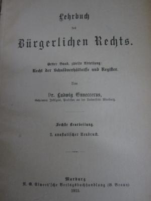 Ec 31 aa 1.2 1915: Recht der Schuldverhältnisse und Register (1915)