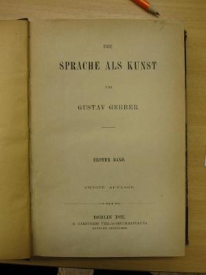 Sa 250 b1: Die Sprache als Kunst (1885)