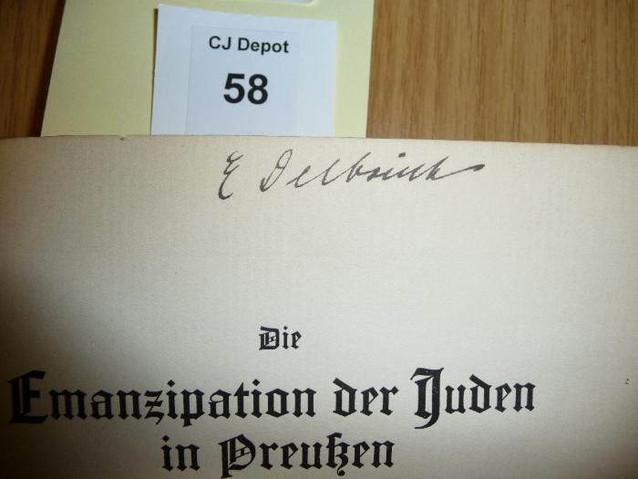 - (Delbrück, Elisabet), Von Hand: Autogramm; 'E Delbrück'. 