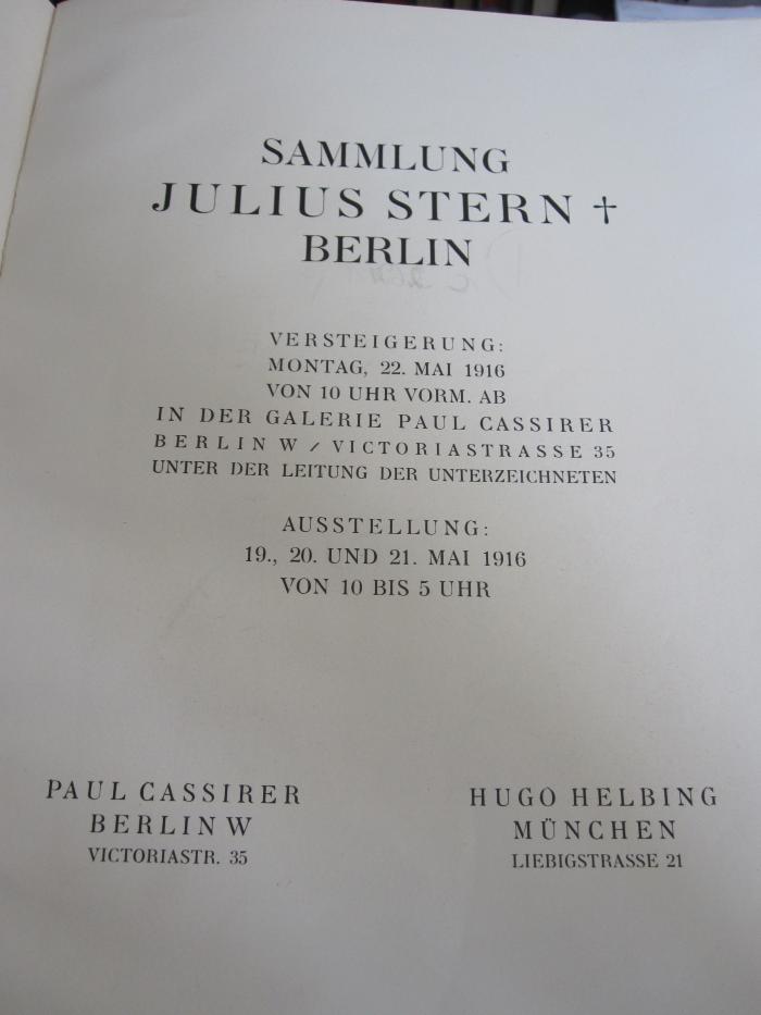 Dc 221 x: Sammlung Julius Stern (1916)