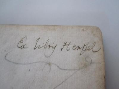 Hl 177: Darstellung und Erläuterung der Kantischen Critik der ästhetischen Urtheilskraft (1791);G46 / 1137 (Hentzel[?], [?]), Von Hand: Exlibris, Name; 'Ex Libris Hentzel'. 