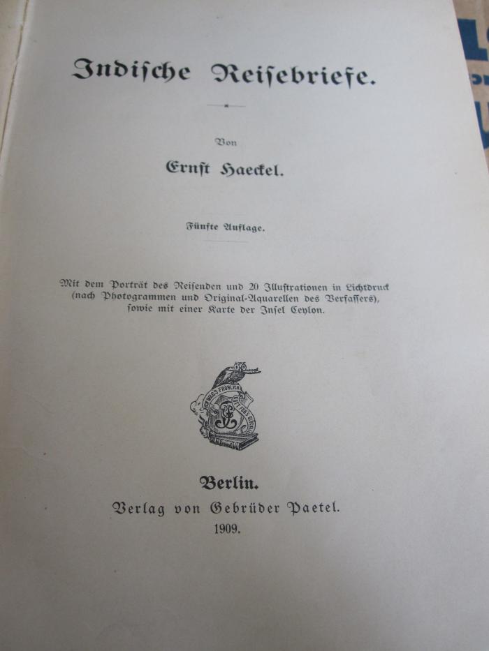 II 13962 e: Indische Reisebriefe (1909)