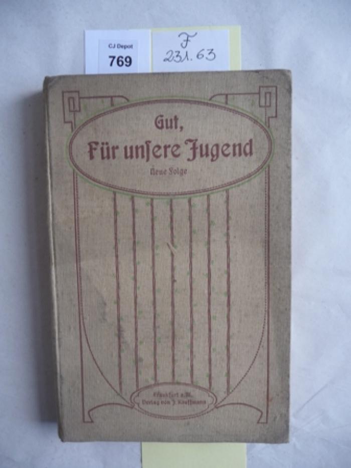 F 231 63: Für unsere Jugend. Ein Unterhaltungsbuch für  israelitische Knaben und Mädchen. (1913)
