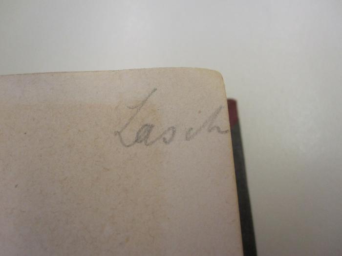 III 8976 3. Ex. : Narrenbeschwörung (1894);G46 / 3389 (Lasch, Agathe), Von Hand: Autogramm, Name; 'Lasch'.  (Prototyp)