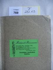 - (Reissmann, Richard;IsraelitischesFamilienblatt Hamburg), Etikett: Widmung; 'Richard Reissmann. Dem steten Eifer, Scharfsinn, Fleiß
Im Rätsellösen ist als Preis
Gewidmet dieses Buch, das Euch erzähle,
Was Dichtermund geschöpft, aus jüd'scher Seele.
Israelitisches Familienblatt Hamburg.'. 