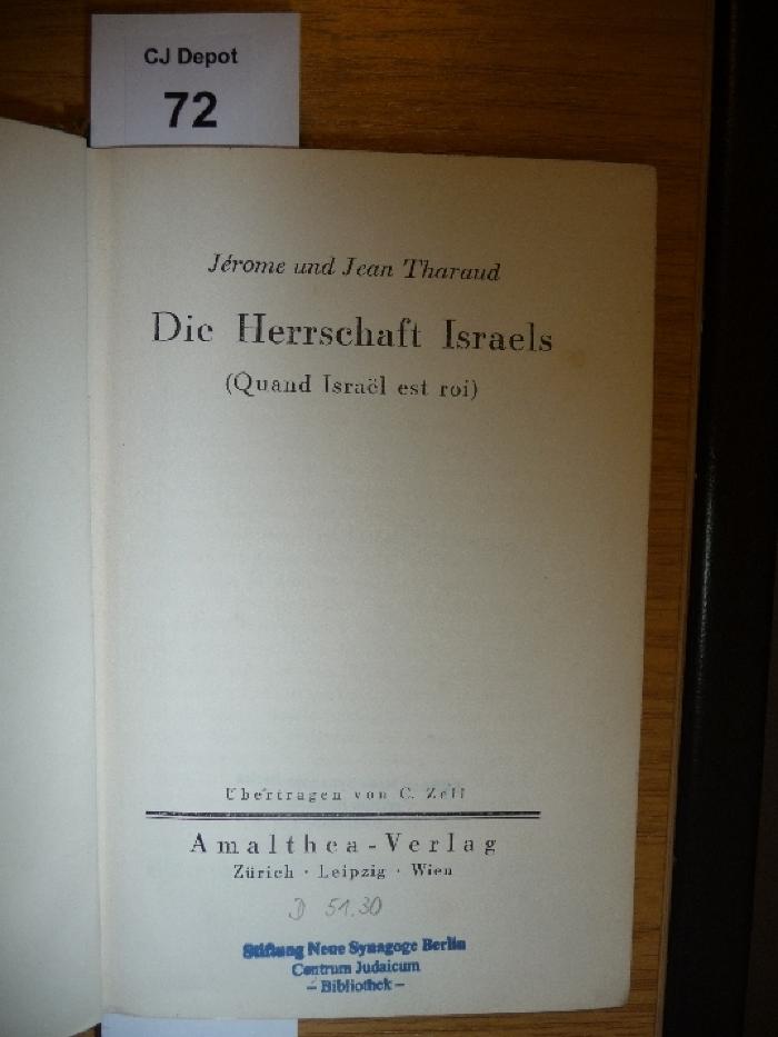 D51 30: Die Herrschaft Israels : (Quand Israel est roi)  ([1927])